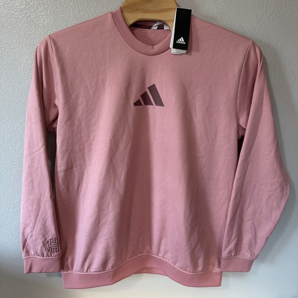 NEW Adidas Pink Basketball Crewneck Sweatshirt Pullover Athleisure Mens Size XL - Picture 1 of 8